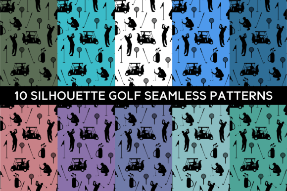 10 Silhouette Golf Seamless Patterns for Creative Designers