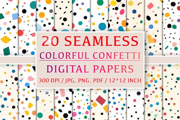 20 Seamless Colorful Confetti Patterns: A Versatile Resource for Creative Projects