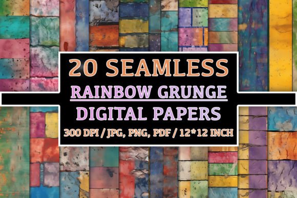 20 Seamless Rainbow Grunge Patterns