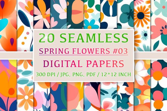 20 Seamless Spring Flower Patterns 3: Elevate Your Creative Projects with Elegant Design