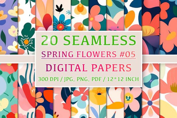 20 Seamless Spring Flower Patterns 5: Elevating Creativity with Elegant Design