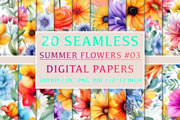 20 Seamless Summer Flower Patterns 3: A Creative Resource for Designers and Creators