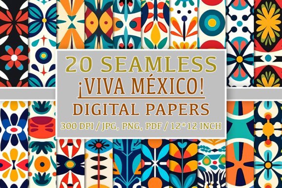 20 Seamless Viva Mexico Patterns