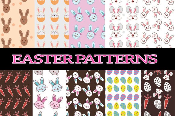 Cute Easter Bunny Patterns and 10 Easter Bunny Digital Papers for Creative Projects
