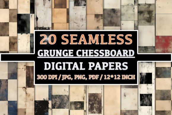 Elevate Your Design with 20 Seamless Grunge Chessboard Patterns