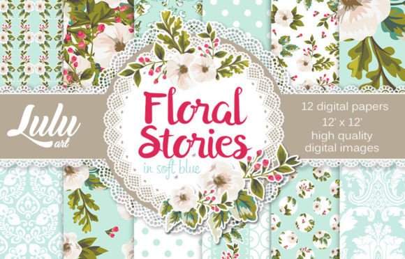 Floral Stories in Soft Blue Patterns
