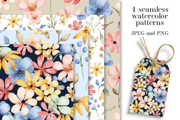 Seamless Patterns Watercolor Flowers