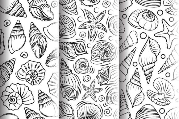 Shell and Starfish Patterns: A Modern Approach to Line Art Seamless Design