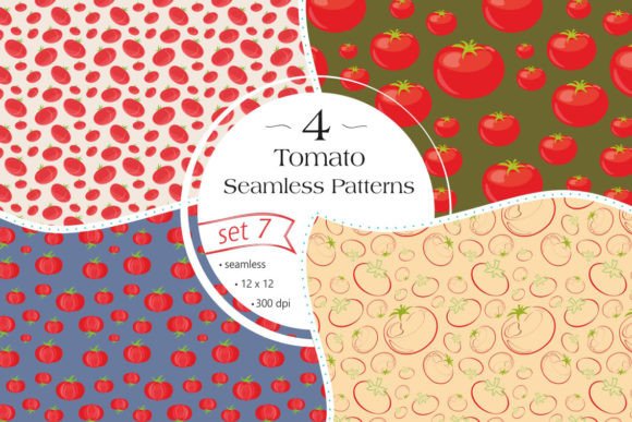 Tomato Seamless Patterns Set 7