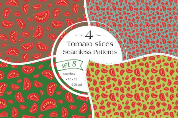 Tomato Slices Seamless Patterns - Set 8: A Versatile Resource for Creative Projects