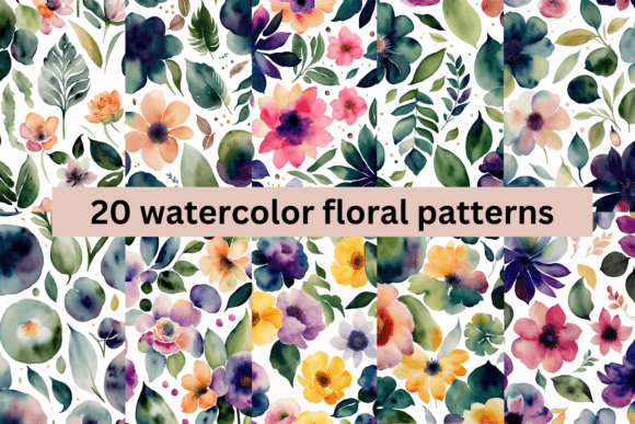 Watercolor Floral Patterns Bundle 4: A Creative Resource for Designers and Artists