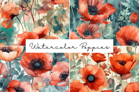 Watercolor Poppy Seamless Patterns: A Creative Resource for Designers